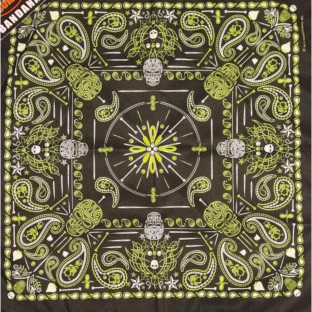 Green Skull Bandana 21x21